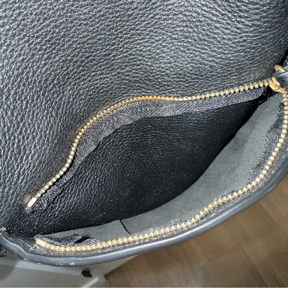 Elizabeth and James Black Leather Slouchy Drawstring Backpack main image 13